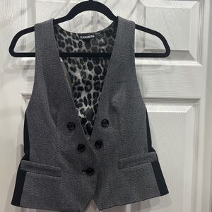 Express Gray and Black Textured Vest